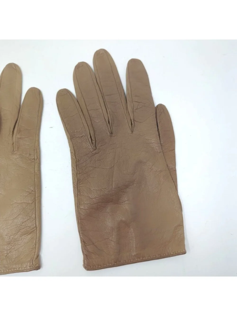 Vintage 60s Lionel Le Grand Tan Gloves 7 Leather Wrist Neiman Marcus